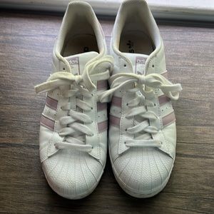 Adidas white lavender sneakers